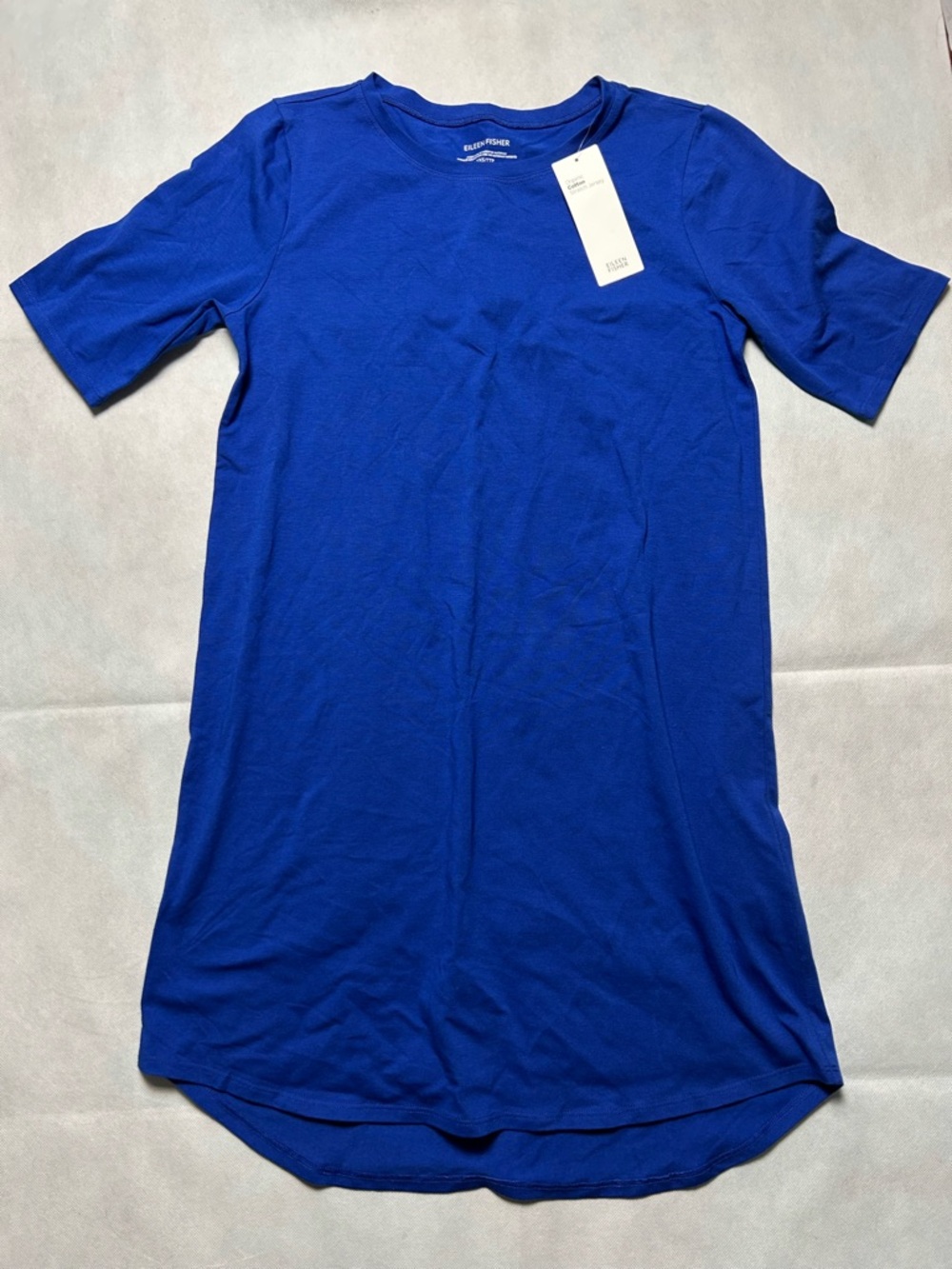 Eileen Fisher royal blue oversized t-shirt dress size XXS NWT